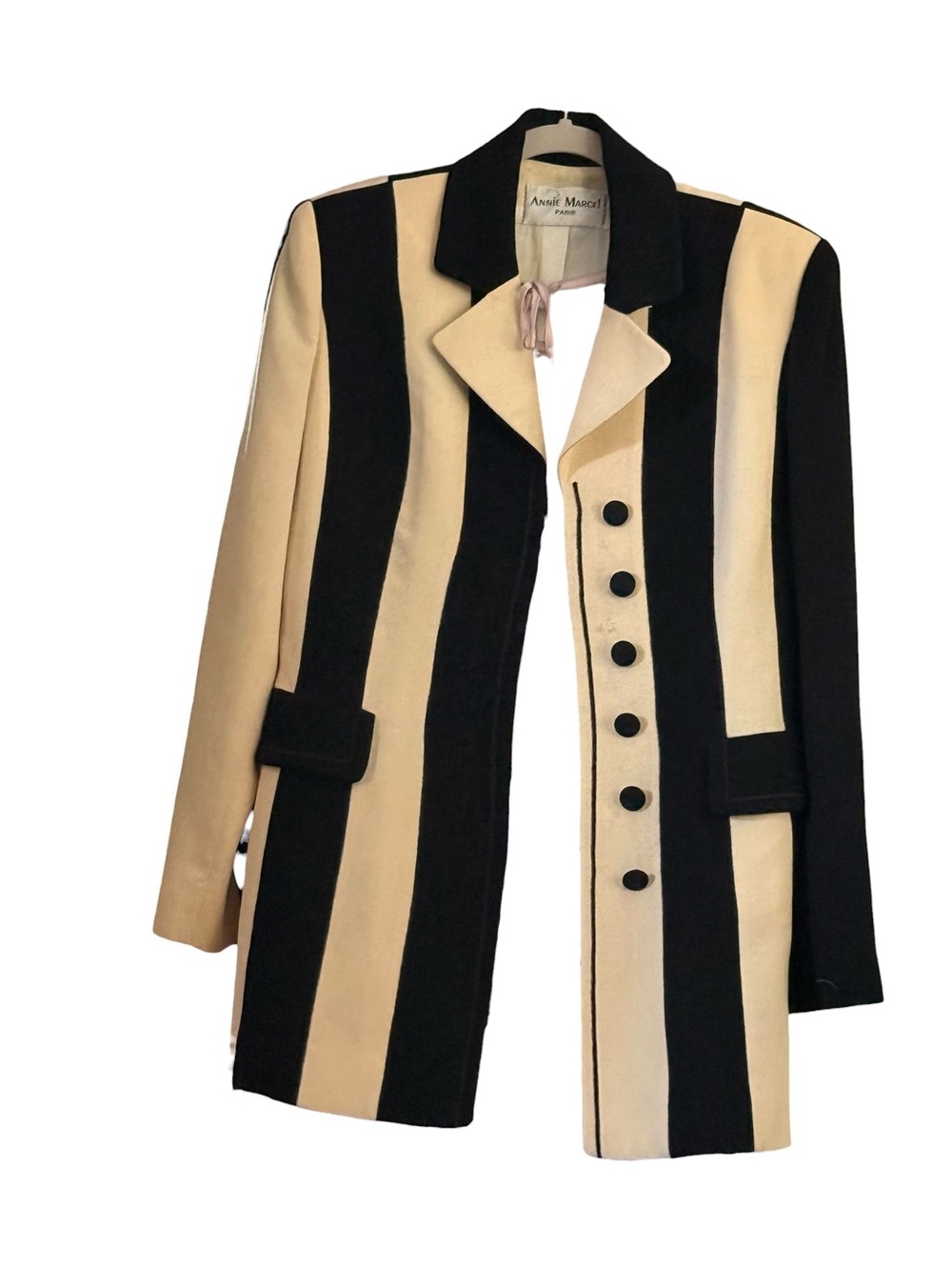 Vintage 1980  Fitted striped wool Jacket Annie Marcel Paris